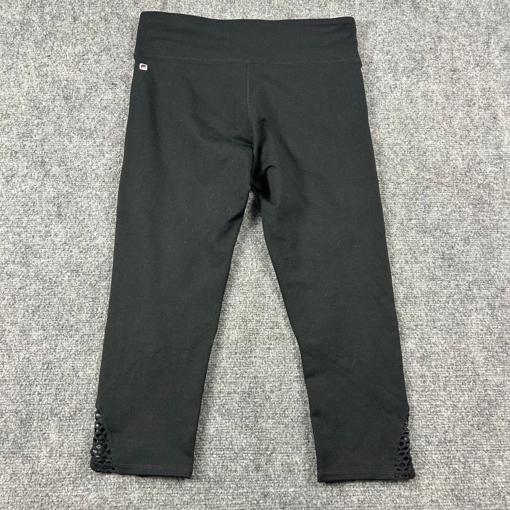 Fabletics Leggings Womens M Black Mesh Laser Cut Cropped Yoga Pants Gym Workout